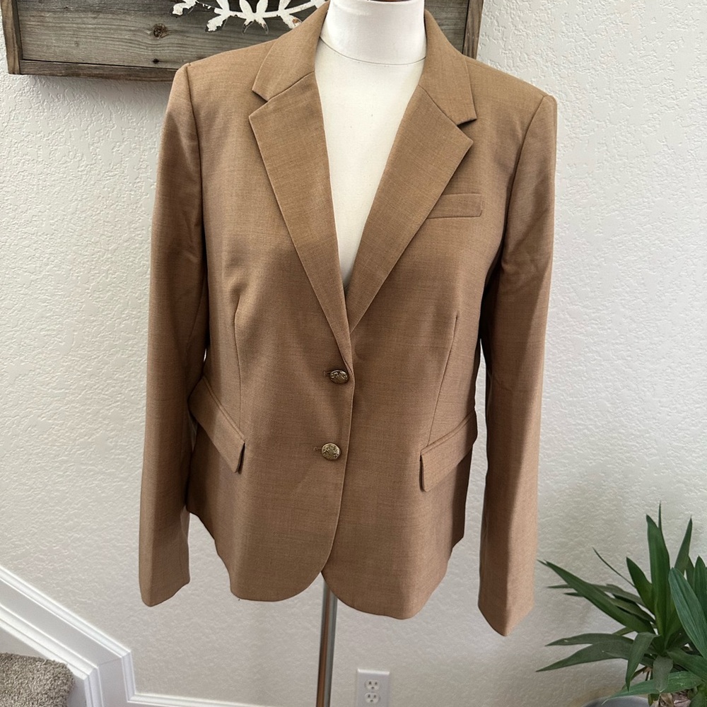 J. Crew Factory Original Schoolboy Camel Wool blend Blazer jacket Size 16 NWT